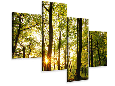 modern-4-piece-canvas-print-sunset-between-trees