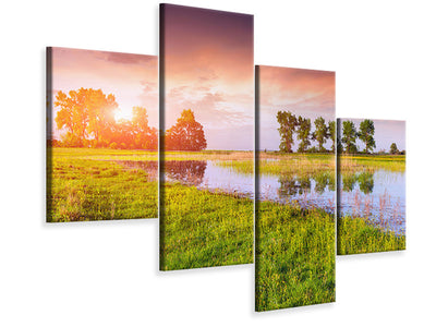modern-4-piece-canvas-print-sunset-on-lake