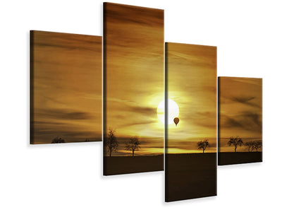 modern-4-piece-canvas-print-sunset-with-hot-air-balloon
