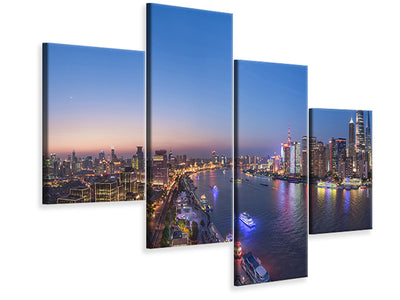modern-4-piece-canvas-print-the-blue-hour-in-shanghai