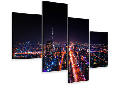 modern-4-piece-canvas-print-the-colorful-lights-of-dubai