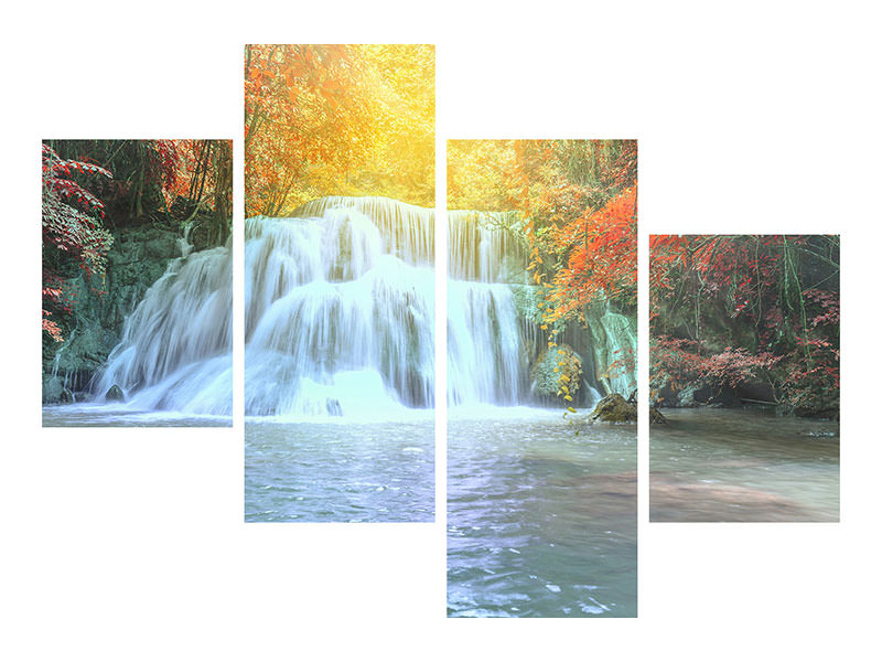 modern-4-piece-canvas-print-waterfall-in-light