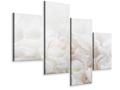 modern-4-piece-canvas-print-white-roses-in-the-morning-dew