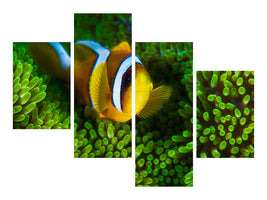 modern-4-piece-canvas-print-yellow-clownfish-on-green-anemon