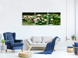 panoramic-3-piece-canvas-print-a-field-full-of-water-lilies