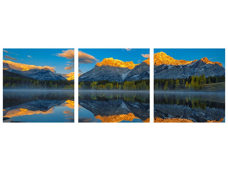 panoramic-3-piece-canvas-print-a-perfect-morning-in-canadian-rockies
