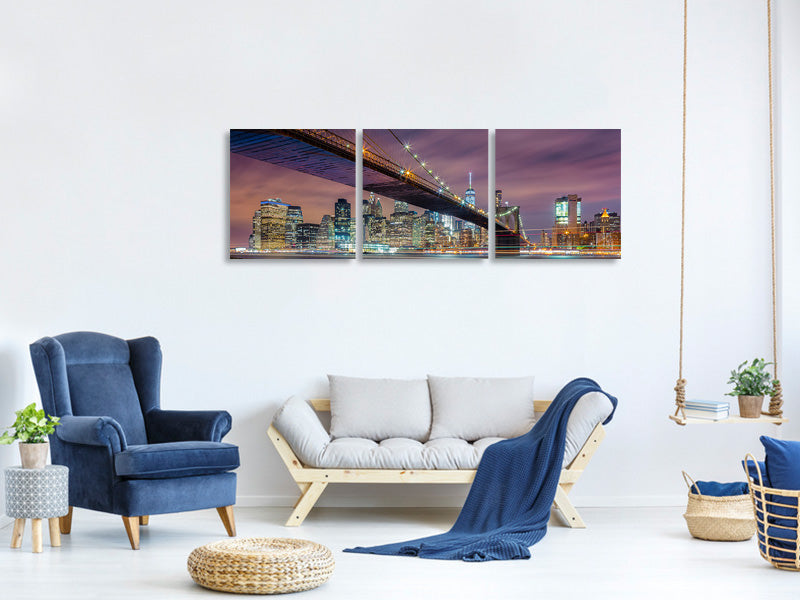 panoramic-3-piece-canvas-print-brooklyn-bridge-at-night-ii