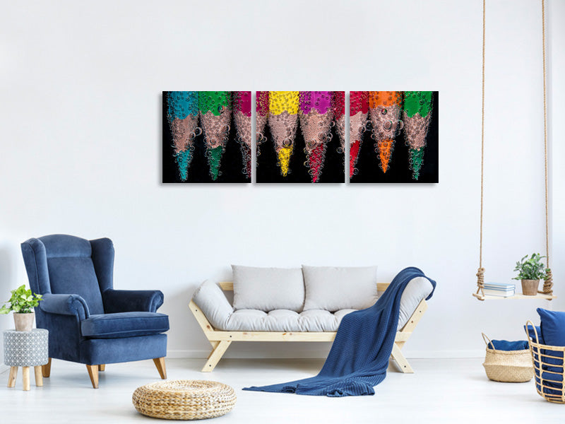panoramic-3-piece-canvas-print-crayons-in-the-water