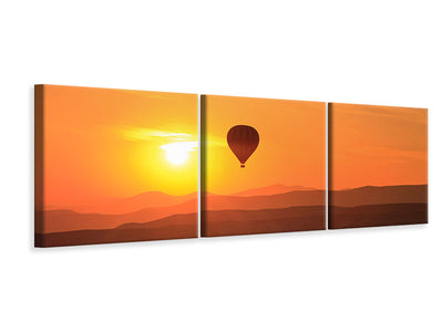 panoramic-3-piece-canvas-print-hot-air-balloon-at-sunset