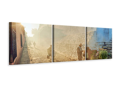 panoramic-3-piece-canvas-print-morning-in-city-chichicastenango