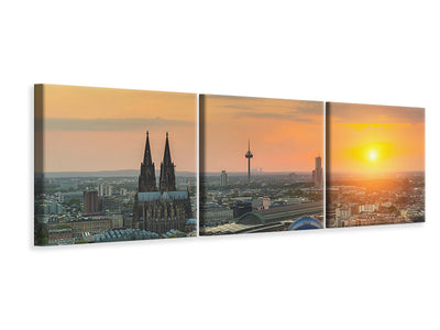 panoramic-3-piece-canvas-print-skyline-cologne-at-sunset