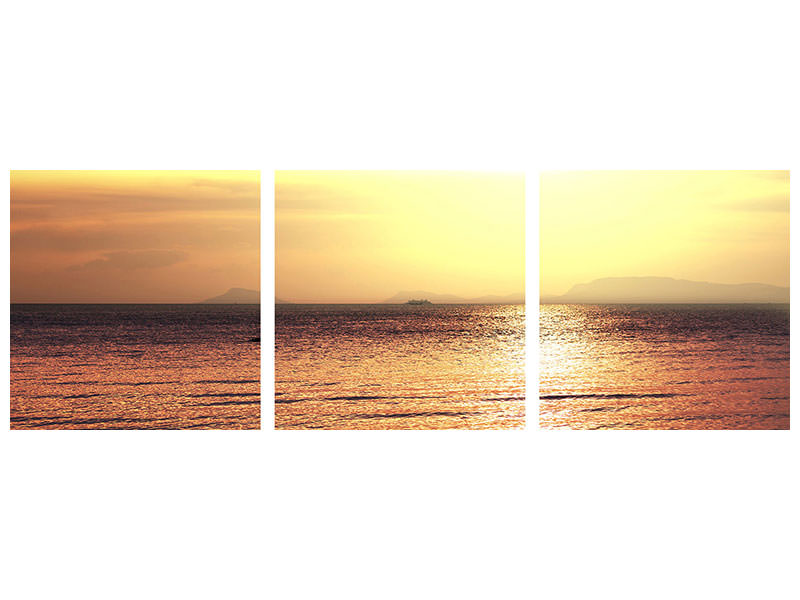 panoramic-3-piece-canvas-print-sunset-at-the-lake