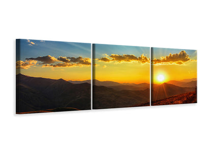 panoramic-3-piece-canvas-print-sunset-in-the-world-of-mountains