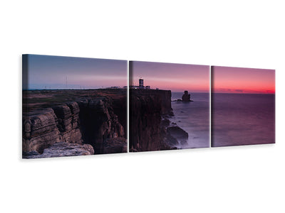 panoramic-3-piece-canvas-print-the-lighthouse-at-dusk