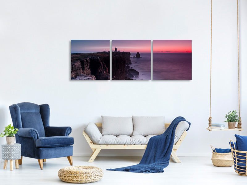 panoramic-3-piece-canvas-print-the-lighthouse-at-dusk