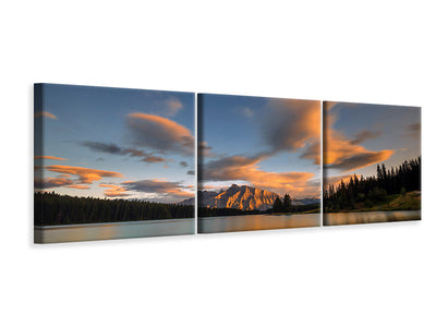 panoramic-3-piece-canvas-print-two-jack-lake-sunset