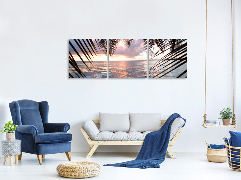panoramic-3-piece-canvas-print-under-palm-leaves
