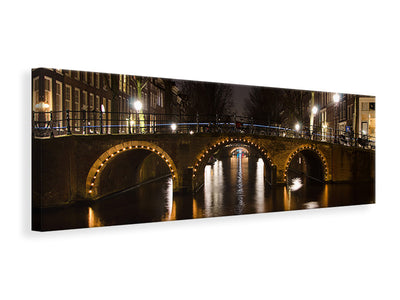 panoramic-canvas-print-at-night-in-amsterdam