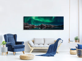 panoramic-canvas-print-lofoten-aurora-reflection